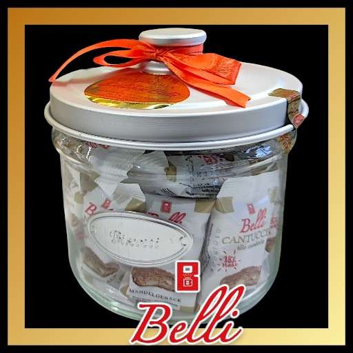 Biscottiera con coperchio e Cantuccini alla Mandorla snack